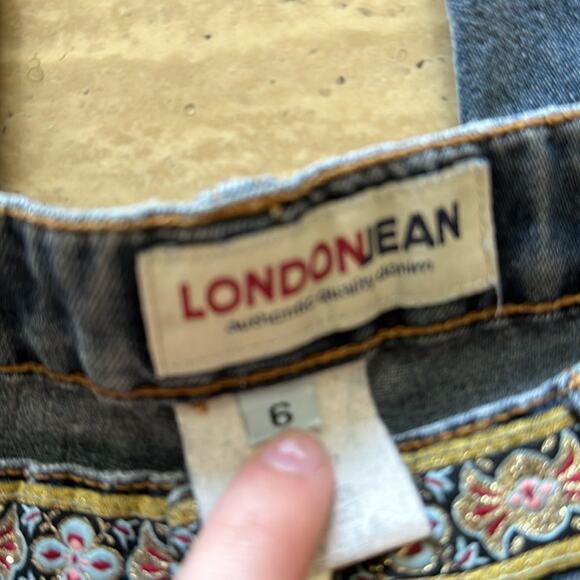 Londonjean Boho Belted Look Low Rise Flare Bootcut Dark Wash Jeans - Picture 5 of 9